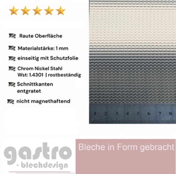 Raute Strukturblech Edelstahl Blech im Zuschnitt